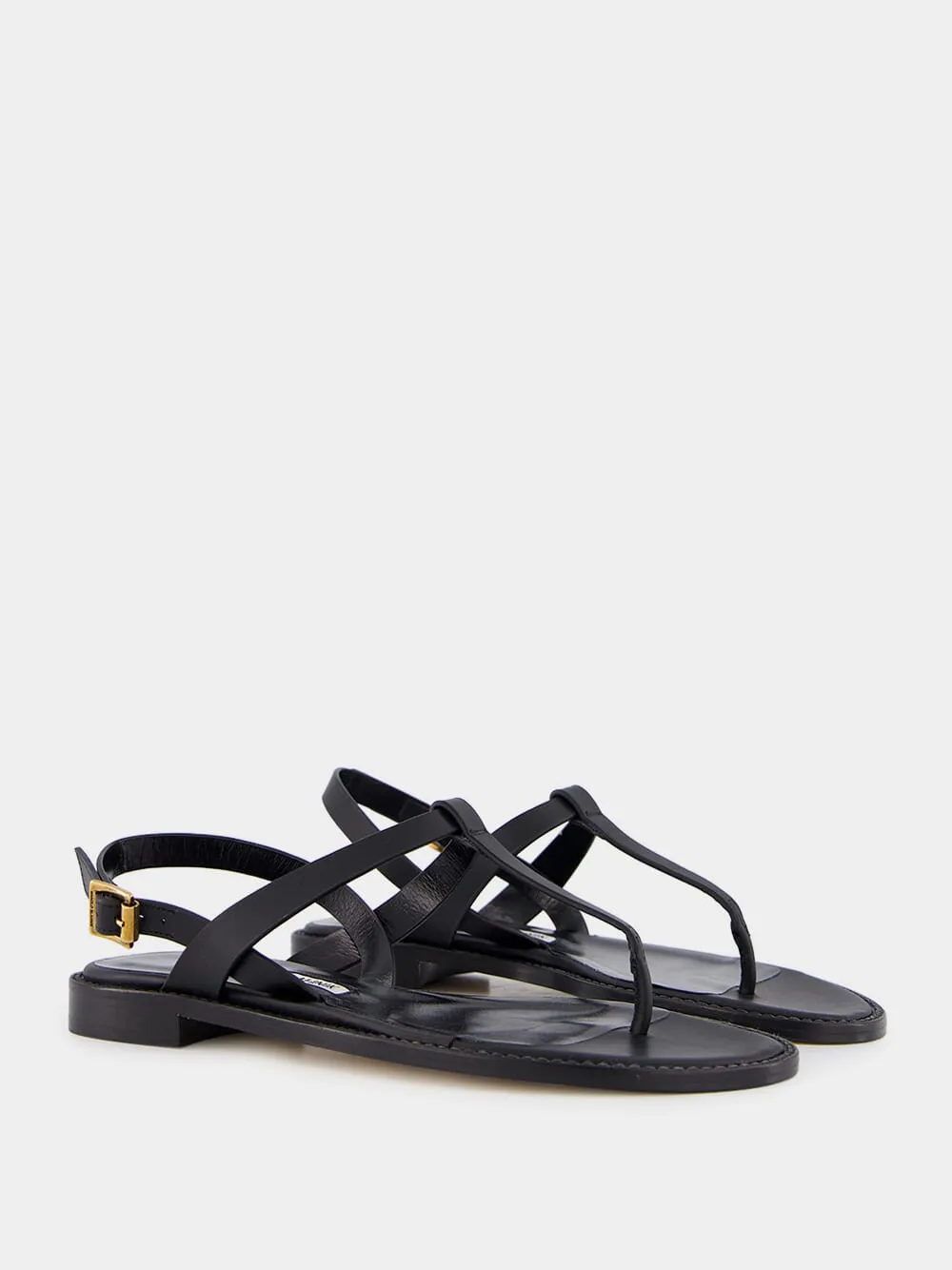 Black Calf Leather Sandals