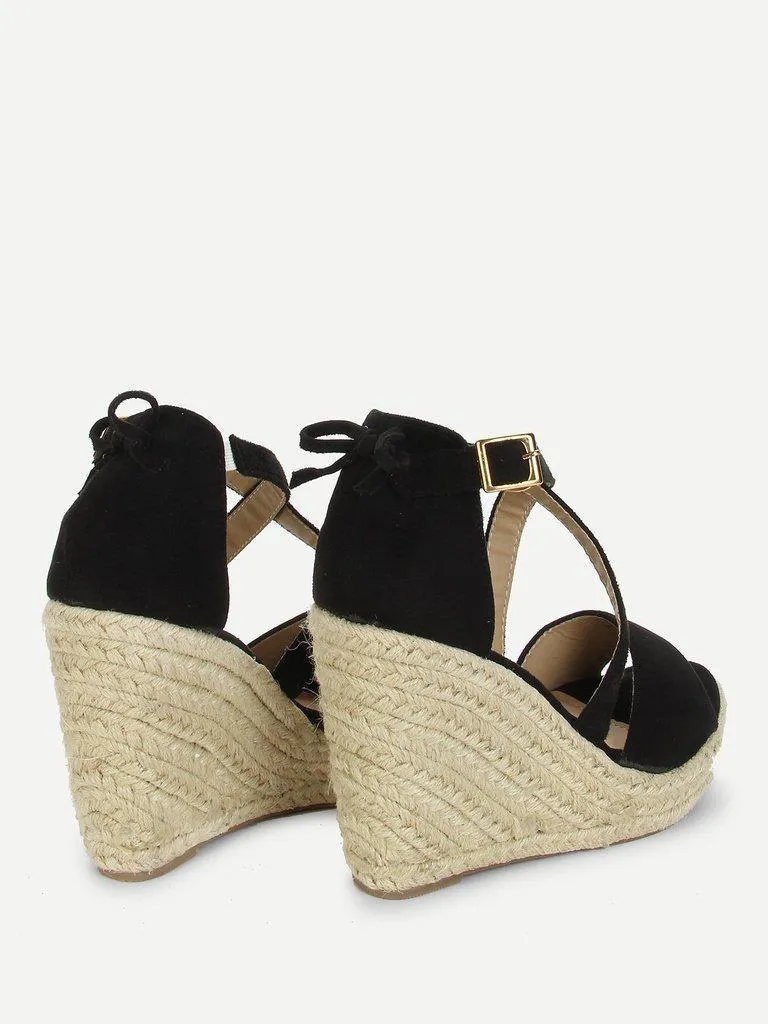 Bow Detail Platform Wedge Sandals