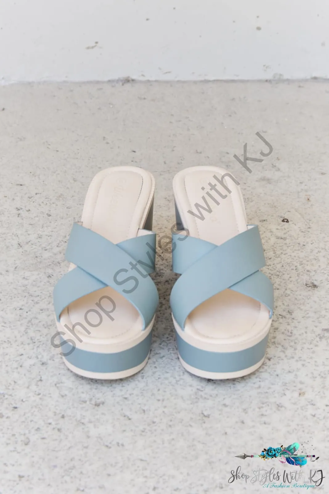 Cherish The Moments Contrast Platform Sandals in Misty Blue