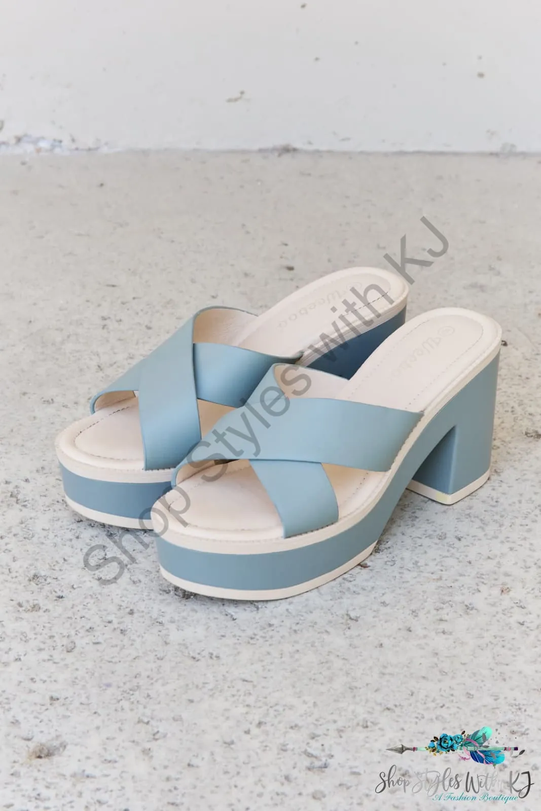 Cherish The Moments Contrast Platform Sandals in Misty Blue