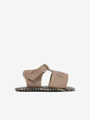 Fendi Baby Leather Logo Sandals in Beige