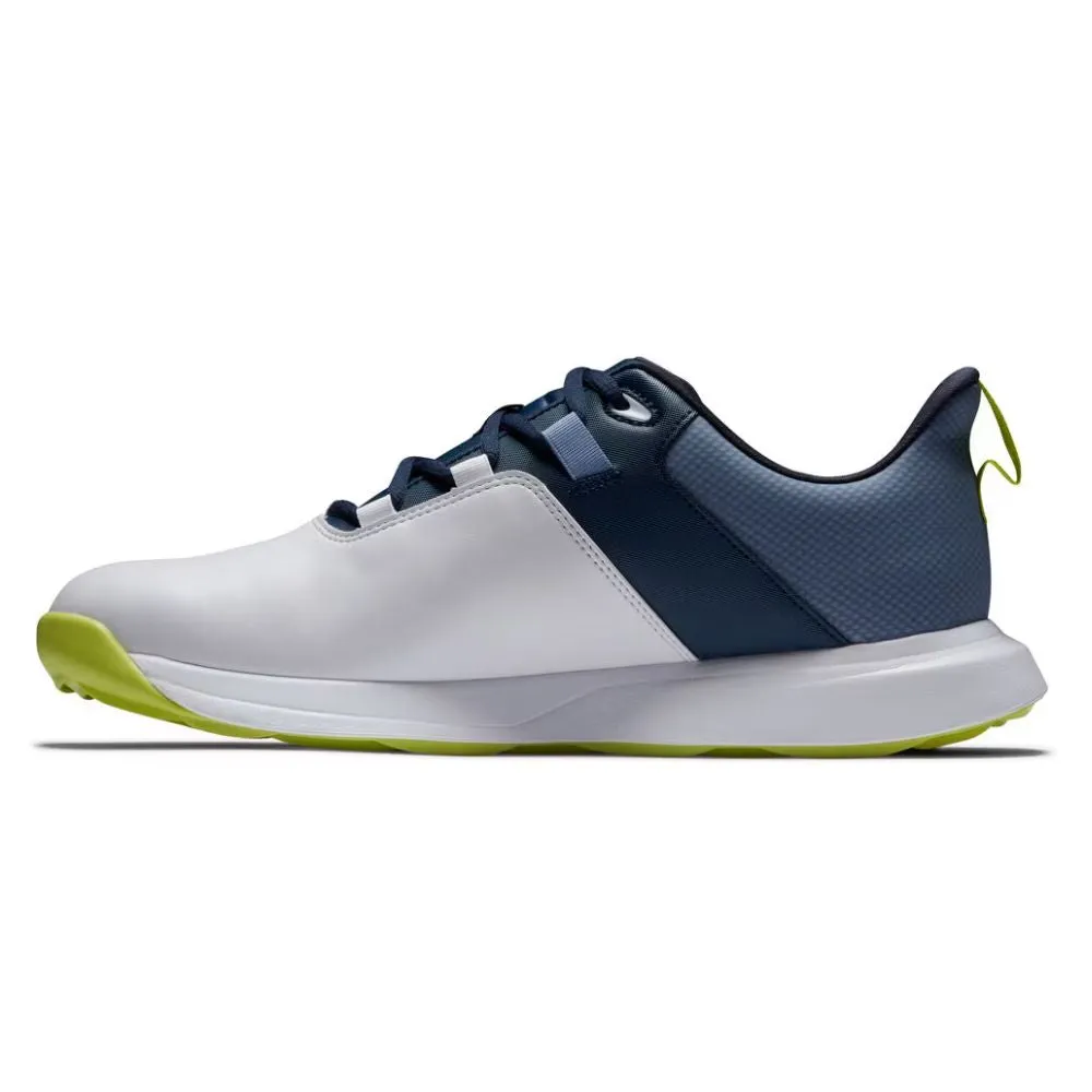 FootJoy Men's ProLite Spikeless Laced Golf Shoes - White/Navy/Lime