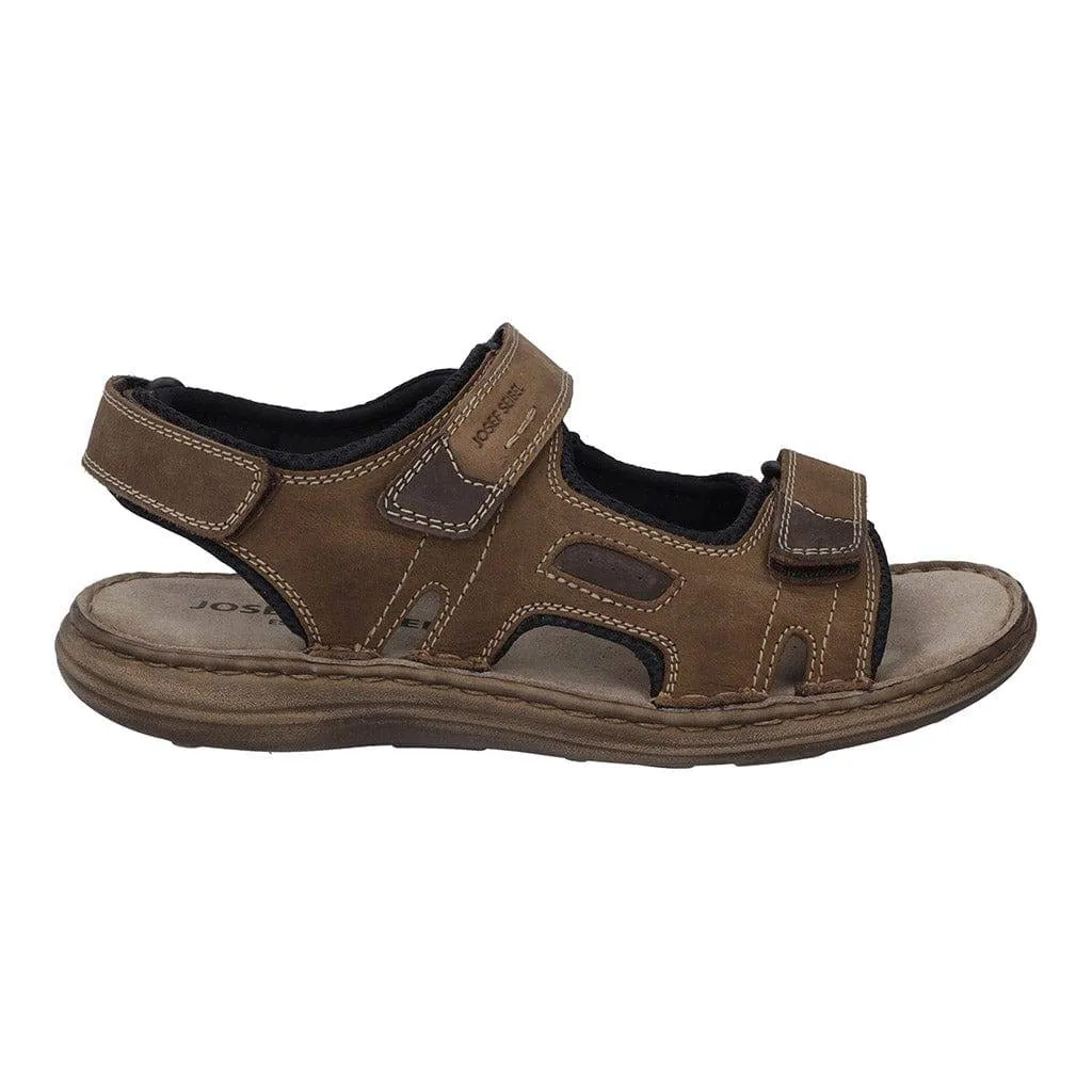 Josef Seibel Vincent 08 Mens Brown Leather Arch Support Touch Fastening Sandals