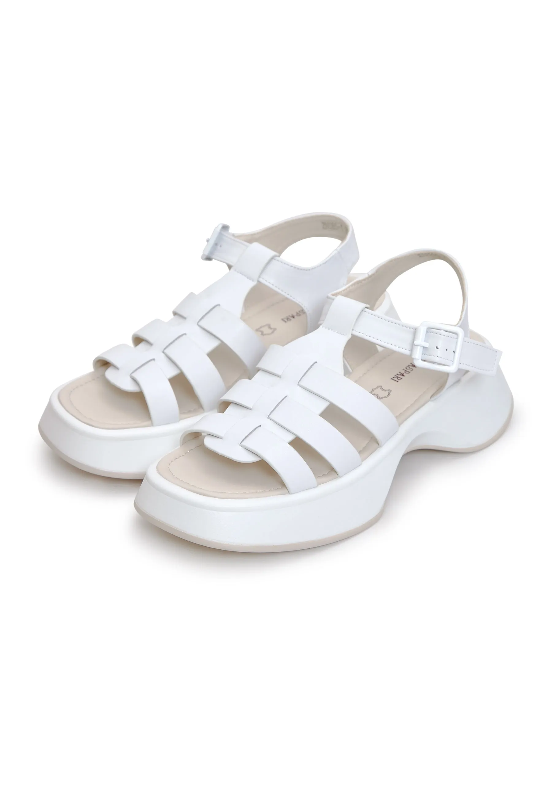 Leather Platform Sandals Joanna - White