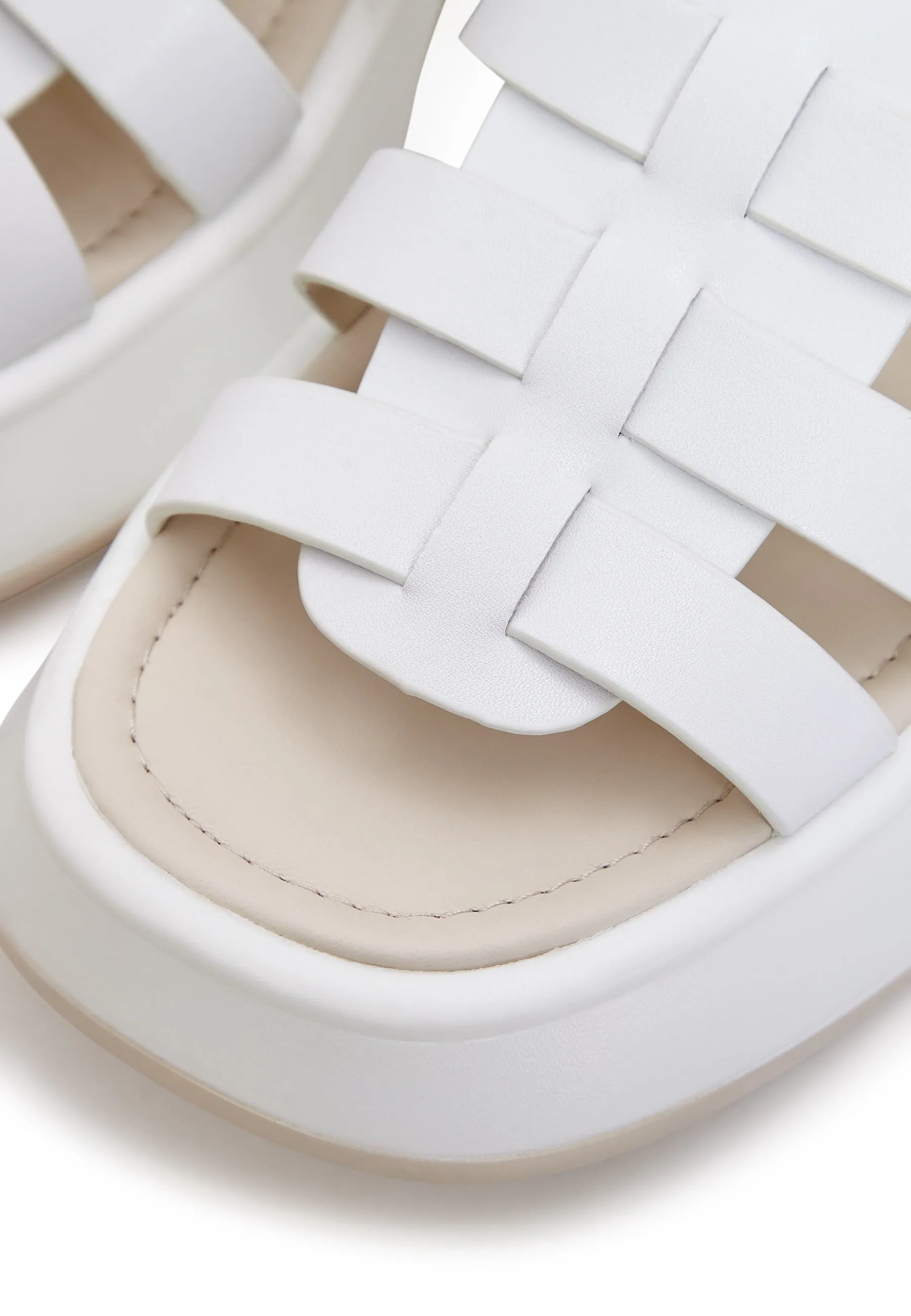 Leather Platform Sandals Joanna - White