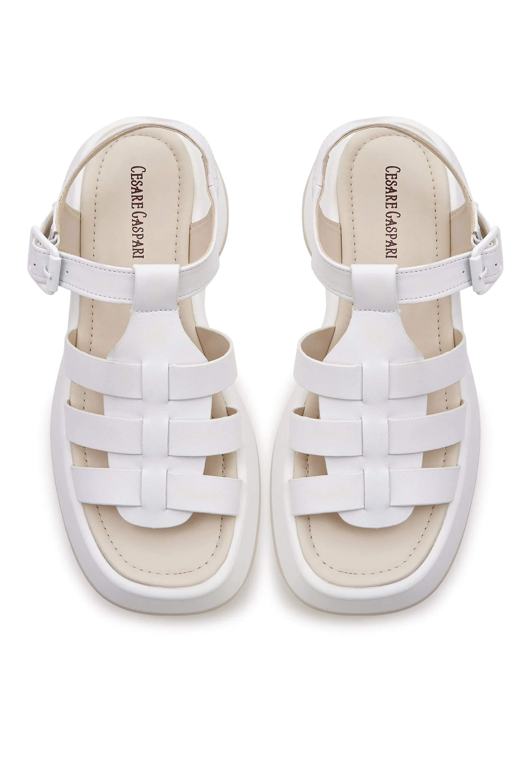 Leather Platform Sandals Joanna - White