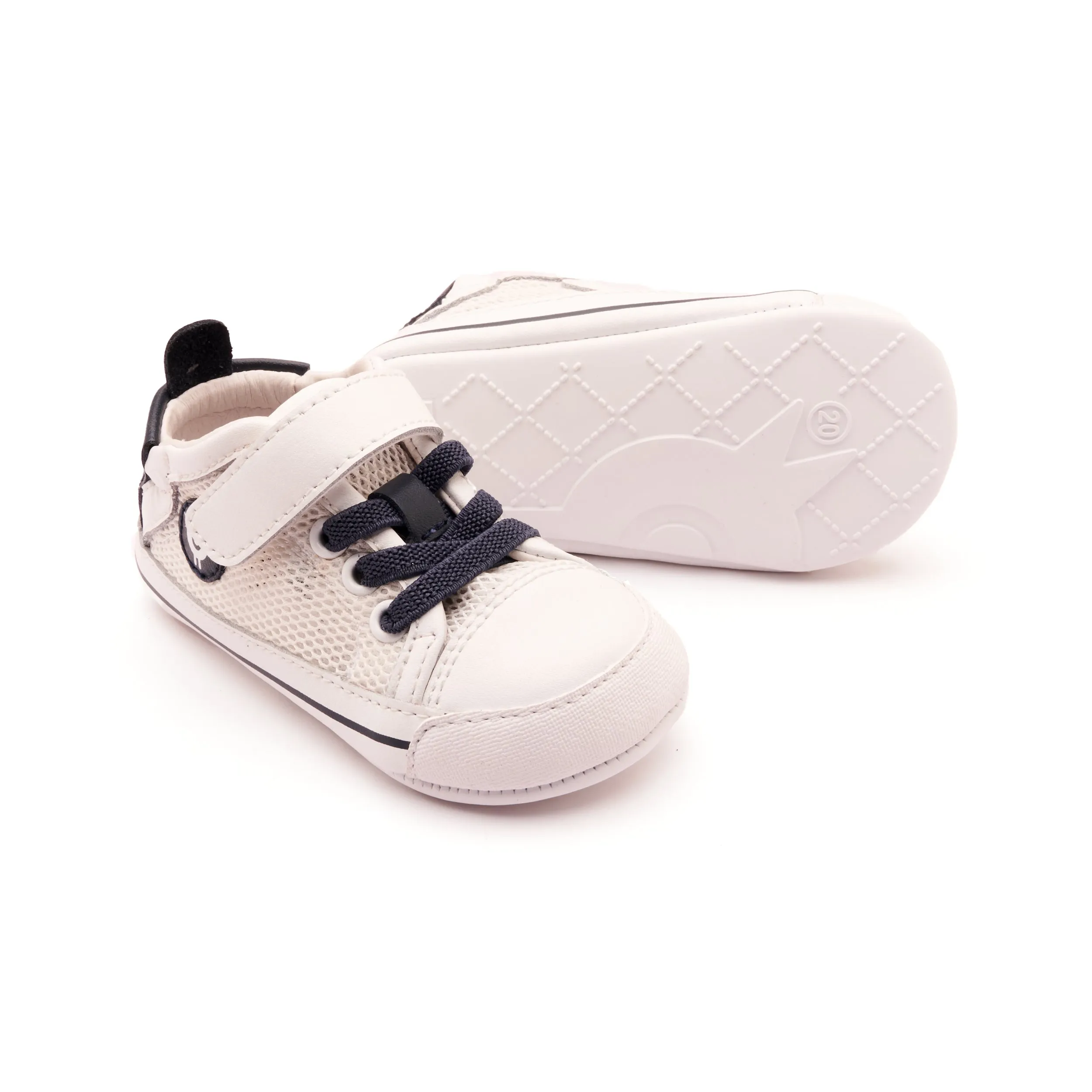 Old Soles Boy's and Girl's 0083RT Baby Mesh Casual Shoes - Snow / Navy / Snow Sole