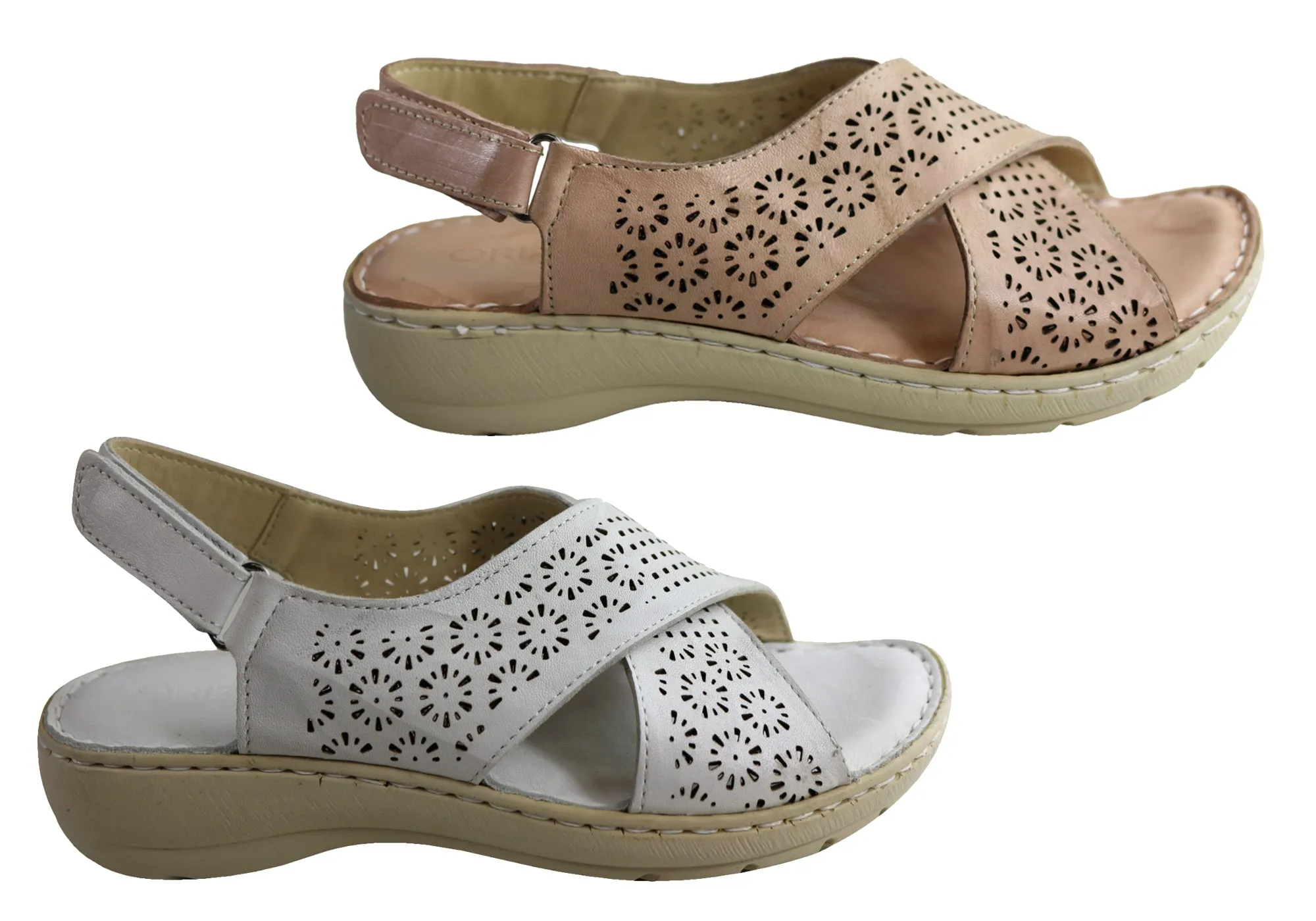 Orizonte Audrey Womens European Leather Comfortable Cushioned Sandals