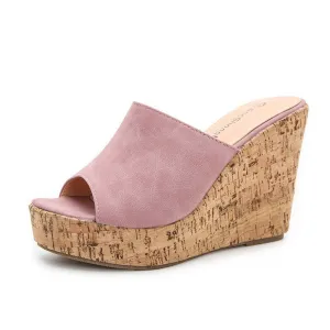 Platform High Heel  Cork Mule Wedges