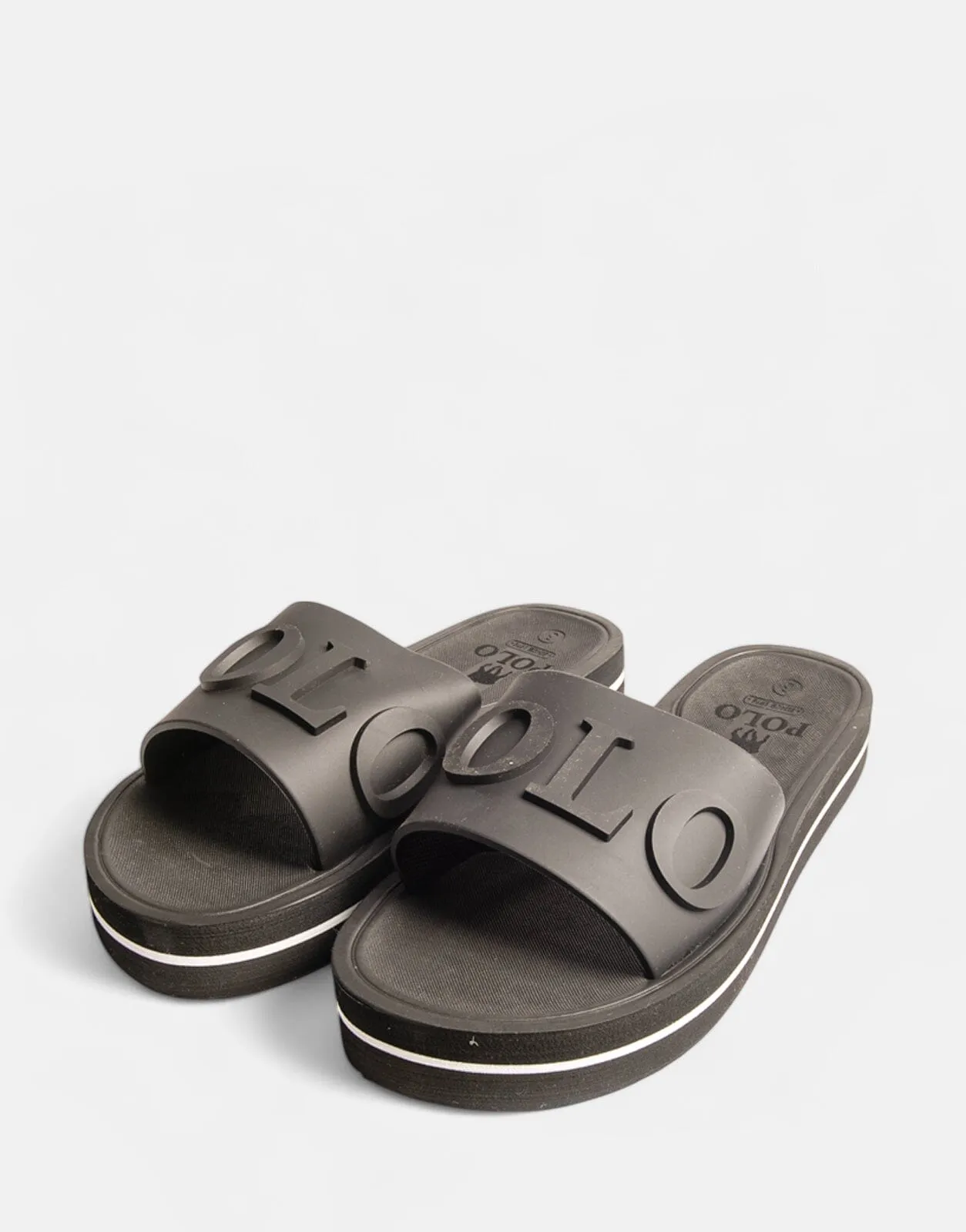 Polo Platform Convexed Black Pool Sandal