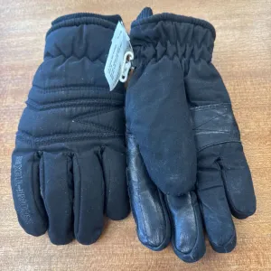 Winter Insulated Gloves with Leather Palm: Navy-unisex-MD